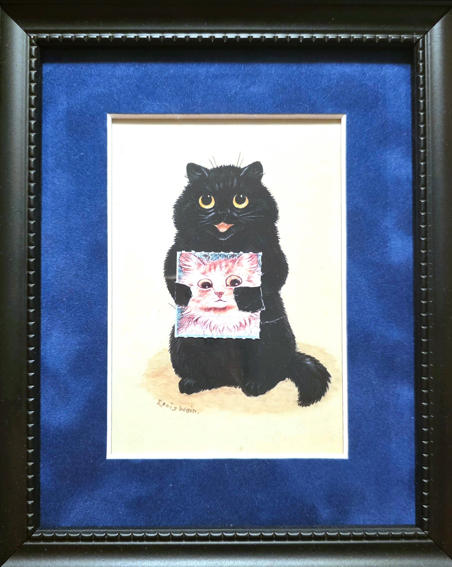 Black Cat Blue Frame